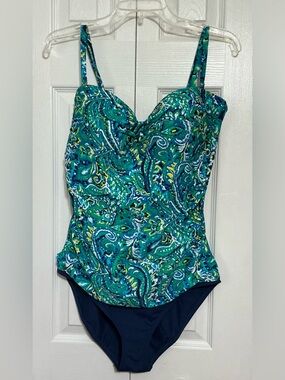 Chaps Size 18 Paisley One-Piece Swimsuit